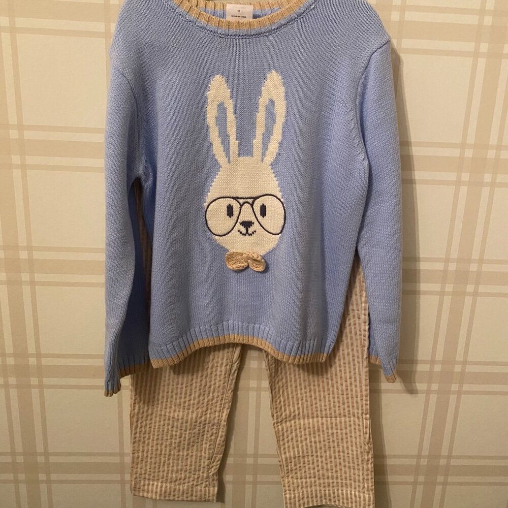 Toddler Boys Easter Sweater and Pants Oufit Set